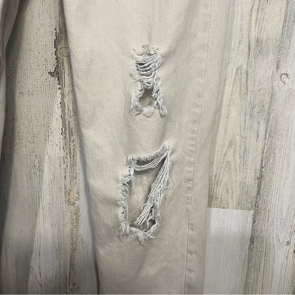 BDG Urban Outfitters PAX High Rise Fray Hem Straight Leg Jeans Tan Beige Size 24 - Picture 10 of 13